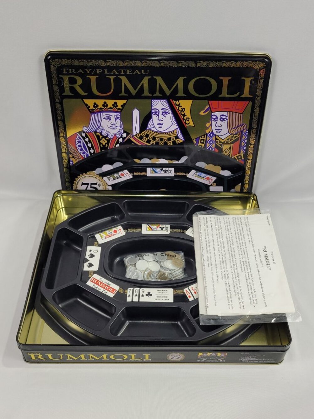 Rummoli Tin Case Plastic Tray 100% Complete Rummy Poker Card Game